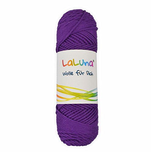 Wolle uni Serie -Florida- violett 100% Baumwolle 50g, Häkelgarn Schulgarn Topflappengarn Marke: LaLuna® von Creleo