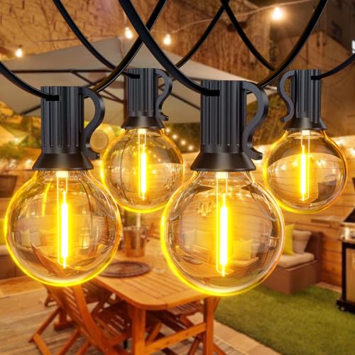 Lichterkette Außen, 15M LED Lichterkette Outdoor mit 25+1 G40 Glühbirnen Plastik, Wasserdicht Innen/Außen Lichterketten Außen Strom für Garten, Terrasse, Balkon von LaPitio