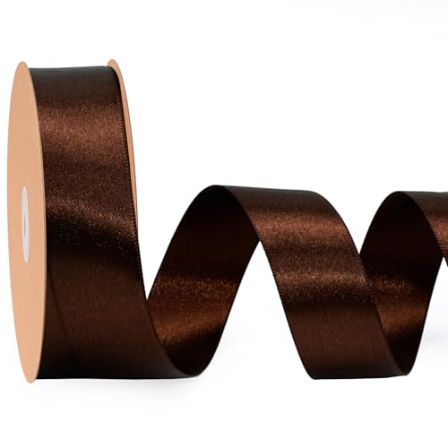 LaRibbons Braunes Band, 2,5 cm, 22,7 m, luxuriöses, doppelseitiges Seidenband für Blumenstrauß, Basteln, Geschenkverpackung, Hochzeit, Party, Dekoration LaRibbons Braunes Band, 2,5 cm, 22,7 m, luxuriöses, doppelseitiges Seidenband für Blumenstrauß, Basteln, Geschenkverpackung, Hochzeit, Party, Dekoration von LaRibbons