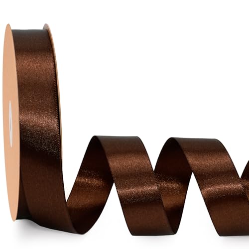 LaRibbons Braunes Satinband, 2,5 cm, 45,7 m, luxuriöses doppelseitiges Firar braunes Seidenband für Blumenstrauß, Basteln, Geschenkverpackung, Hochzeit, Weihnachtsdekoration LaRibbons Braunes Satinband, 2,5 cm, 45,7 m, luxuriöses doppelseitiges Firar braunes Seidenband für Blumenstrauß, Basteln, Geschenkverpackung, Hochzeit, Weihnachtsdekoration von LaRibbons