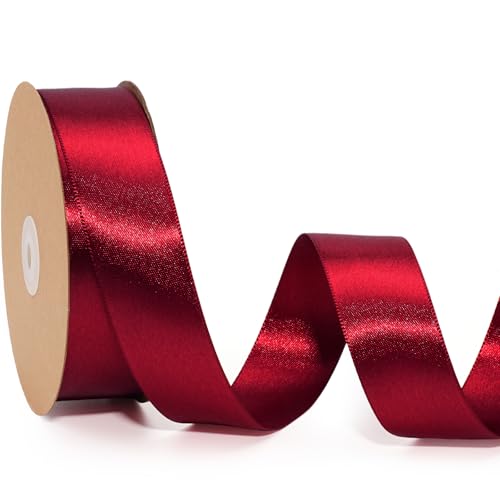 LaRibbons Burgunderrotes Satinband, 2,5 cm, 45,7 m, doppelseitiges rotes Seidenband für Blumenstrauß, Basteln, Geschenkverpackung, Hochzeitsschleife, Weihnachtsdekoration LaRibbons Burgunderrotes Satinband, 2,5 cm, 45,7 m, doppelseitiges rotes Seidenband für Blumenstrauß, Basteln, Geschenkverpackung, Hochzeitsschleife, Weihnachtsdekoration von LaRibbons