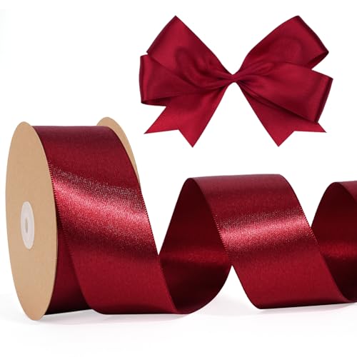 LaRibbons Burgunderrotes Satinband, 3,8 cm, 22 m, doppelseitig, dunkelrotes Seidenband für Blumenstrauß, Basteln, Geschenkverpackung, Hochzeit, Party, Weihnachtsdekoration LaRibbons Burgunderrotes Satinband, 3,8 cm, 22 m, doppelseitig, dunkelrotes Seidenband für Blumenstrauß, Basteln, Geschenkverpackung, Hochzeit, Party, Weihnachtsdekoration von LaRibbons