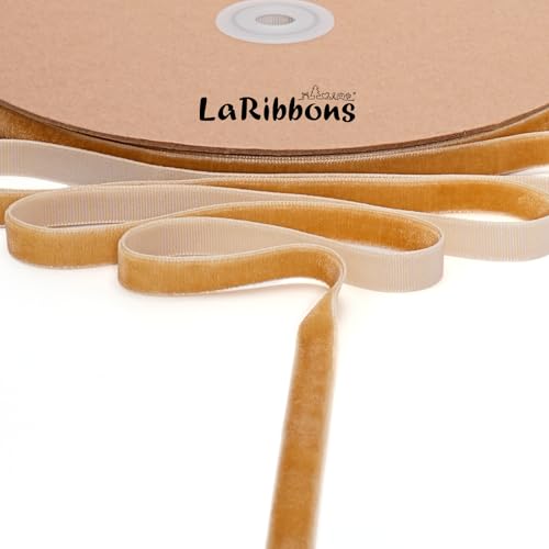 LaRibbons Dünnes Samtband, 0,9 cm x 22,7 m, Khaki, Samtband für Weihnachtsbaum, Geschenkverpackung, Kranzschleife, Outdoor-Dekoration LaRibbons Dünnes Samtband, 0,9 cm x 22,7 m, Khaki, Samtband für Weihnachtsbaum, Geschenkverpackung, Kranzschleife, Outdoor-Dekoration von LaRibbons