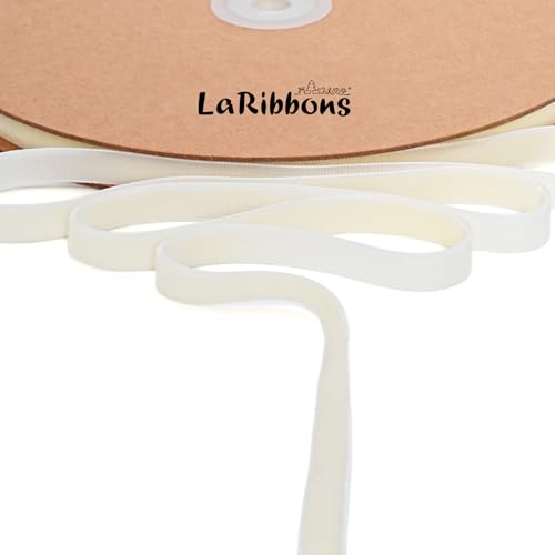 LaRibbons Dünnes Samtband, 0,9 cm x 22,7 m, cremefarbenes elfenbeinfarbenes Samtband für Weihnachtsbaum, Geschenkverpackung, Kranzschleife, Outdoor-Dekoration LaRibbons Dünnes Samtband, 0,9 cm x 22,7 m, cremefarbenes elfenbeinfarbenes Samtband für Weihnachtsbaum, Geschenkverpackung, Kranzschleife, Outdoor-Dekoration von LaRibbons