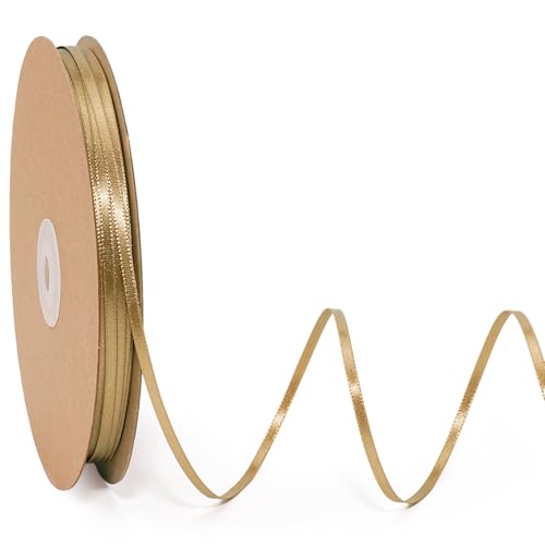 LaRibbons Goldfarbenes Satinband, 0,3 cm, 91,4 m, dünnes, doppelseitiges Seidenband für Blumenstrauß, Basteln, Geschenkverpackung, Hochzeit, Weihnachtsdekoration LaRibbons Goldfarbenes Satinband, 0,3 cm, 91,4 m, dünnes, doppelseitiges Seidenband für Blumenstrauß, Basteln, Geschenkverpackung, Hochzeit, Weihnachtsdekoration von LaRibbons
