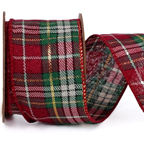 LaRibbons Grünes und rotes kariertes Band mit Draht, 6,3 cm x 9,1 m, Weihnachtsband mit Draht für Weihnachtsbaum, Schleife, Kranz, Geschenkverpackung, Heimdekoration LaRibbons Grünes und rotes kariertes Band mit Draht, 6,3 cm x 9,1 m, Weihnachtsband mit Draht für Weihnachtsbaum, Schleife, Kranz, Geschenkverpackung, Heimdekoration von LaRibbons