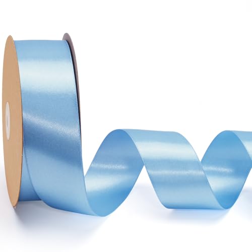 LaRibbons Hellblaues Satinband, 3,8 cm, 22,7 m, luxuriöses doppelseitiges blaues Seidenband für Blumenstrauß, Basteln, Geschenkverpackung, Hochzeit, Party, Babyparty, Dekoration LaRibbons Hellblaues Satinband, 3,8 cm, 22,7 m, luxuriöses doppelseitiges blaues Seidenband für Blumenstrauß, Basteln, Geschenkverpackung, Hochzeit, Party, Babyparty, Dekoration von LaRibbons