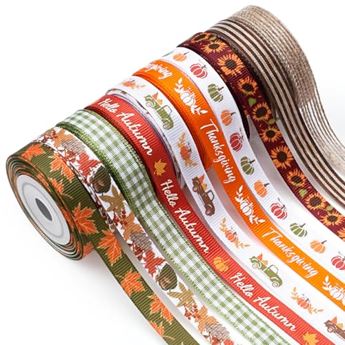 LaRibbons Herbstbänder zum Basteln, 0,9 cm x 4,5 m/Rolle, 45,7 m TTL, orange-grün-gelbes kariertes Band für Herbstkranz, Erntedankfest, Weihnachten, Bauernhof, Geschenkverpackung, Heimdekoration LaRibbons Herbstbänder zum Basteln, 0,9 cm x 4,5 m/Rolle, 45,7 m TTL, orange-grün-gelbes kariertes Band für Herbstkranz, Erntedankfest, Weihnachten, Bauernhof, Geschenkverpackung, Heimdekoration von LaRibbons