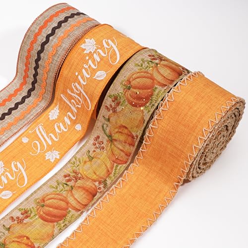 LaRibbons Juteband mit Draht, 6,4 cm x 6 m, 4 Rollen, Ernte-Kürbisband für Herbstkranz, Erntedankfest, Weihnachten, Bauernhof, Geschenkverpackung, Heimdekoration LaRibbons Juteband mit Draht, 6,4 cm x 6 m, 4 Rollen, Ernte-Kürbisband für Herbstkranz, Erntedankfest, Weihnachten, Bauernhof, Geschenkverpackung, Heimdekoration von LaRibbons