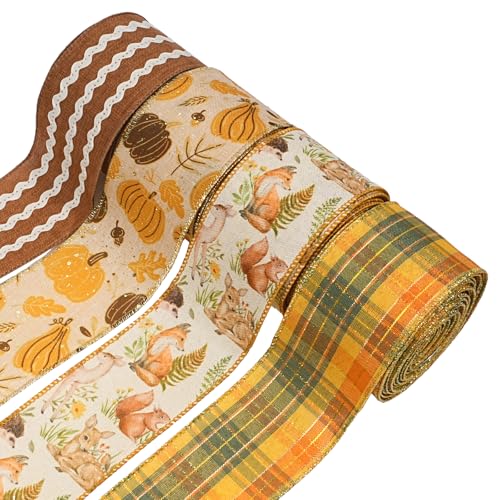 LaRibbons Juteband mit Draht, 6,4 cm x 6 m, 4 Rollen, Tierpark-Band für Herbstkranz, Erntedankfest, Weihnachten, Bauernhof, Geschenkverpackung, Heimdekoration LaRibbons Juteband mit Draht, 6,4 cm x 6 m, 4 Rollen, Tierpark-Band für Herbstkranz, Erntedankfest, Weihnachten, Bauernhof, Geschenkverpackung, Heimdekoration von LaRibbons