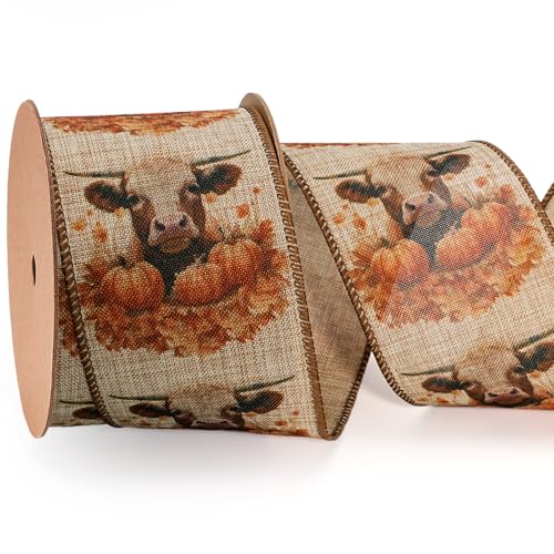 LaRibbons Juteband mit Draht, 6,4 cm x 9,1 m, Kuh-Kürbis-Band für Herbstkranz, Erntedankfest, Weihnachten, Bauernhof, Geschenkverpackung, Heimdekoration LaRibbons Juteband mit Draht, 6,4 cm x 9,1 m, Kuh-Kürbis-Band für Herbstkranz, Erntedankfest, Weihnachten, Bauernhof, Geschenkverpackung, Heimdekoration von LaRibbons