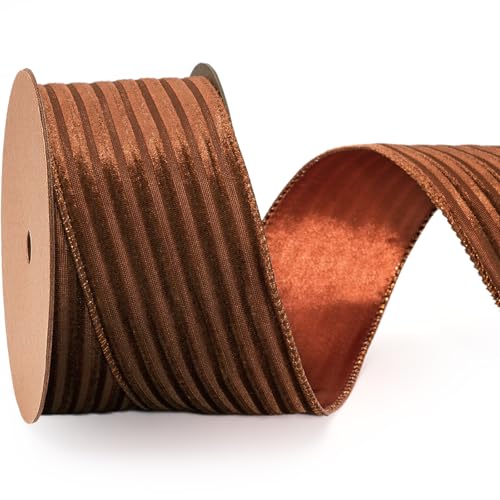 LaRibbons Juteband mit Draht, 6,4 cm x 9,1 m, gestreiftes Samt-Kupferband für Herbstkranz, Erntedankfest, Weihnachten, Bauernhof, Geschenkverpackung, Heimdekoration LaRibbons Juteband mit Draht, 6,4 cm x 9,1 m, gestreiftes Samt-Kupferband für Herbstkranz, Erntedankfest, Weihnachten, Bauernhof, Geschenkverpackung, Heimdekoration von LaRibbons