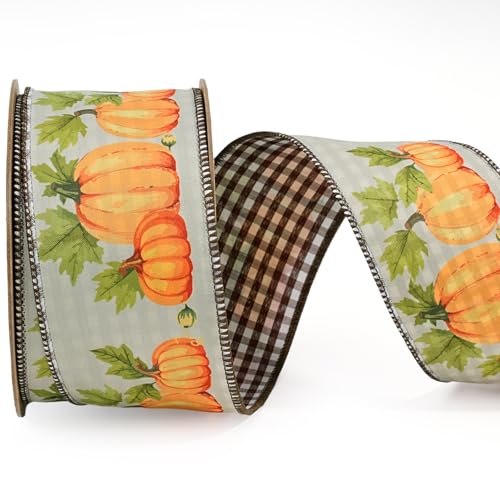 LaRibbons Juteband mit Draht, 6,4 cm x 9,1 m, wendbares Kürbis-Gingham-Band für Herbstkranz, Erntedankfest, Weihnachten, Bauernhof, Geschenkverpackung, Heimdekoration LaRibbons Juteband mit Draht, 6,4 cm x 9,1 m, wendbares Kürbis-Gingham-Band für Herbstkranz, Erntedankfest, Weihnachten, Bauernhof, Geschenkverpackung, Heimdekoration von LaRibbons