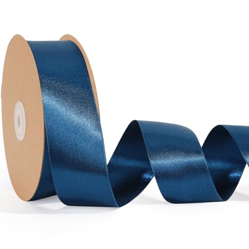 LaRibbons Marineblaues Satinband, 3,8 cm, 45,7 m, doppelseitiges blaues Seidenband für Blumenstrauß, Basteln, Geschenkverpackung, Hochzeitsschleife, Dekoration LaRibbons Marineblaues Satinband, 3,8 cm, 45,7 m, doppelseitiges blaues Seidenband für Blumenstrauß, Basteln, Geschenkverpackung, Hochzeitsschleife, Dekoration von LaRibbons