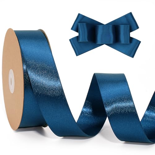 LaRibbons Marineblaues Satinband, doppelseitiges blaues Seidenband für Blumenstrauß, Basteln, Geschenkverpackung, Hochzeit, Party, Abschlussfeier, Dekoration, 2,5 cm LaRibbons Marineblaues Satinband, doppelseitiges blaues Seidenband für Blumenstrauß, Basteln, Geschenkverpackung, Hochzeit, Party, Abschlussfeier, Dekoration, 2,5 cm von LaRibbons