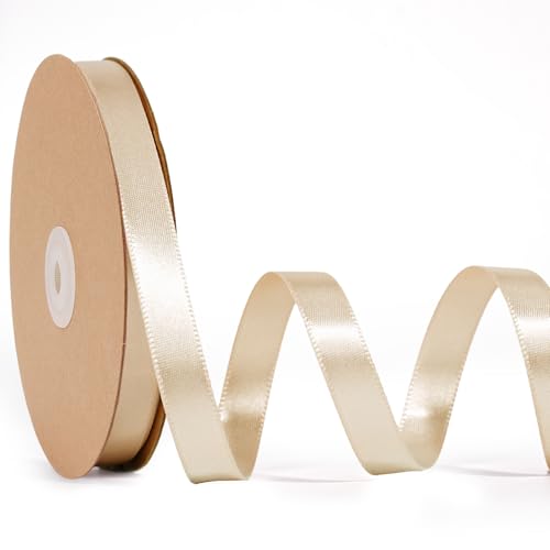 LaRibbons Nude Satinband, 0,9 cm, 22,7 m, doppelseitiges Seidenband für Blumenstrauß, Basteln, Geschenkverpackung, Hochzeit, Party, Dekoration von LaRibbons