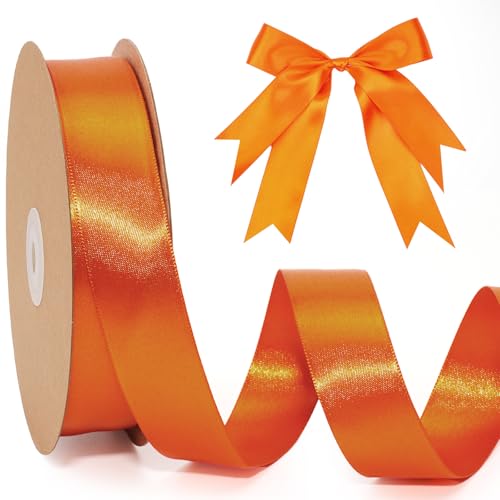 LaRibbons Orangefarbenes Satinband, 2,5 cm, 45,7 m, doppelseitig, rosafarbenes Seidenband für Blumenstrauß, Basteln, Geschenkverpackung, Hochzeit, Herbstdekoration LaRibbons Orangefarbenes Satinband, 2,5 cm, 45,7 m, doppelseitig, rosafarbenes Seidenband für Blumenstrauß, Basteln, Geschenkverpackung, Hochzeit, Herbstdekoration von LaRibbons