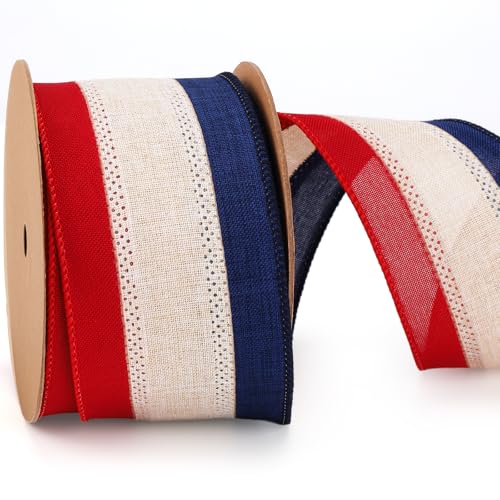 LaRibbons Patriotisches Band mit Draht, 4. Juli-Flagge, Streifenband, 6,3 cm x 12 m, durchgehend für Unabhängigkeit, Gedenktag, Geschenkverpackung, DIY Handwerk LaRibbons Patriotisches Band mit Draht, 4. Juli-Flagge, Streifenband, 6,3 cm x 12 m, durchgehend für Unabhängigkeit, Gedenktag, Geschenkverpackung, DIY Handwerk von LaRibbons