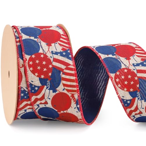 LaRibbons Patriotisches Band mit Draht, wendbar, für 4. Juli, Luftballons, 6 Rollen, 6,3 cm x 4,5 m, für Unabhängigkeit, Gedenktag, Geschenkverpackung, DIY Handwerk LaRibbons Patriotisches Band mit Draht, wendbar, für 4. Juli, Luftballons, 6 Rollen, 6,3 cm x 4,5 m, für Unabhängigkeit, Gedenktag, Geschenkverpackung, DIY Handwerk von LaRibbons