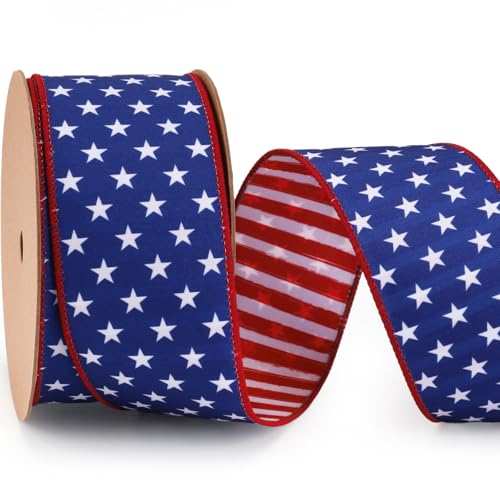 LaRibbons Patriotisches Band mit Draht, wendbar, rot, weiß, blau, amerikanische Flagge, 6,3 cm x 12 m, durchgehend für Unabhängigkeit, Gedenktag, Geschenkverpackung, DIY Handwerk LaRibbons Patriotisches Band mit Draht, wendbar, rot, weiß, blau, amerikanische Flagge, 6,3 cm x 12 m, durchgehend für Unabhängigkeit, Gedenktag, Geschenkverpackung, DIY Handwerk von LaRibbons