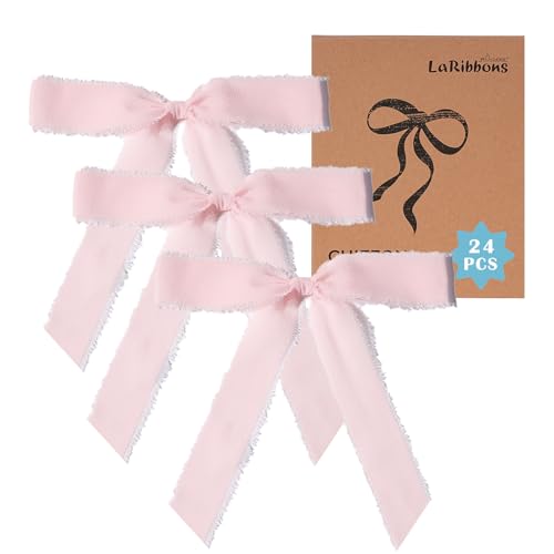 LaRibbons Rosa Chiffon-Seidenband-Schleifen, 14,5 cm, vorgefertigte Bastelschleifen für Hochzeit, Brautparty, Geburtstagsparty-Dekoration, Partygeschenke, Geschenkverpackungen, Leckerli-Tüten, 24 LaRibbons Rosa Chiffon-Seidenband-Schleifen, 14,5 cm, vorgefertigte Bastelschleifen für Hochzeit, Brautparty, Geburtstagsparty-Dekoration, Partygeschenke, Geschenkverpackungen, Leckerli-Tüten, 24 von LaRibbons