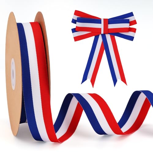 LaRibbons Rotes, weißes und blaues Band, 2,5 cm x 22,7 m, gestreift, patriotisch, Ripsband für Unabhängigkeit, Gedenktag, Geschenkverpackung, Basteln, Basteln LaRibbons Rotes, weißes und blaues Band, 2,5 cm x 22,7 m, gestreift, patriotisch, Ripsband für Unabhängigkeit, Gedenktag, Geschenkverpackung, Basteln, Basteln von LaRibbons
