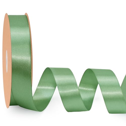 LaRibbons Salbeigrünes Satinband, 2,5 cm, 45,7 m, luxuriöses, doppelseitiges grünes Seidenband für Blumenstrauß, Basteln, Geschenkverpackung, Hochzeitsdekoration LaRibbons Salbeigrünes Satinband, 2,5 cm, 45,7 m, luxuriöses, doppelseitiges grünes Seidenband für Blumenstrauß, Basteln, Geschenkverpackung, Hochzeitsdekoration von LaRibbons