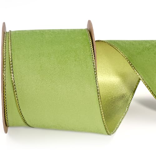 LaRibbons Samtband mit Draht, 10,2 cm x 9,1 m, Limettengrün für Weihnachtsbaum, Geschenkverpackung, Kranzschleife, Outdoor-Dekoration LaRibbons Samtband mit Draht, 10,2 cm x 9,1 m, Limettengrün für Weihnachtsbaum, Geschenkverpackung, Kranzschleife, Outdoor-Dekoration von LaRibbons