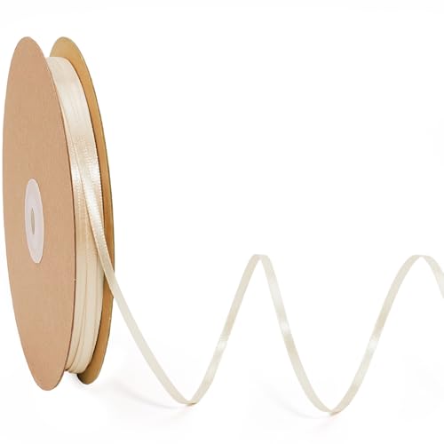 LaRibbons Satinband, 0,3 cm, 91,4 m, dünn, doppelseitig, elfenbeinfarben, Seidenband für Blumenstrauß, Basteln, Geschenkverpackung, Hochzeitsschleife, Weihnachtsdekoration LaRibbons Satinband, 0,3 cm, 91,4 m, dünn, doppelseitig, elfenbeinfarben, Seidenband für Blumenstrauß, Basteln, Geschenkverpackung, Hochzeitsschleife, Weihnachtsdekoration von LaRibbons