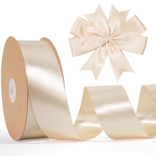 LaRibbons Satinband, 3,8 cm, 45,7 m, doppelseitig, elfenbeinfarben, Seidenband für Blumenstrauß, Basteln, Geschenkverpackung, Hochzeitsschleife, Weihnachtsdekoration LaRibbons Satinband, 3,8 cm, 45,7 m, doppelseitig, elfenbeinfarben, Seidenband für Blumenstrauß, Basteln, Geschenkverpackung, Hochzeitsschleife, Weihnachtsdekoration von LaRibbons