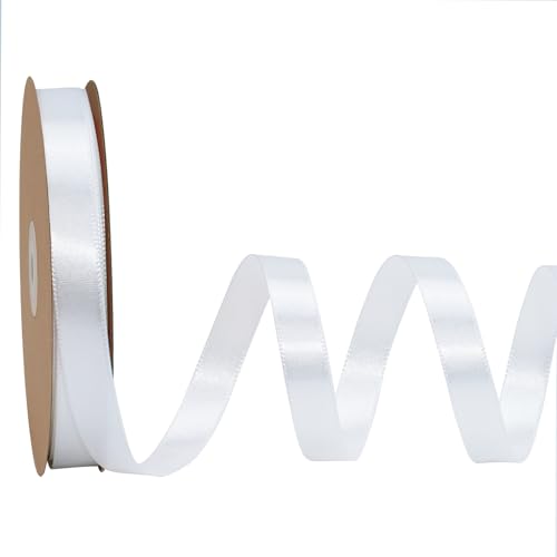LaRibbons Weißes Band, 0,9 cm, 22,7 m, luxuriöses, doppelseitiges weißes Seidenband für Blumenstrauß, Basteln, Geschenkverpackung, Hochzeit, Party, Dekoration LaRibbons Weißes Band, 0,9 cm, 22,7 m, luxuriöses, doppelseitiges weißes Seidenband für Blumenstrauß, Basteln, Geschenkverpackung, Hochzeit, Party, Dekoration von LaRibbons