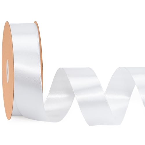 LaRibbons Weißes Band, 2,5 cm, 22,7 m, luxuriöses, doppelseitiges weißes Seidenband für Blumenstrauß, Basteln, Geschenkverpackung, Hochzeit, Party, Dekoration LaRibbons Weißes Band, 2,5 cm, 22,7 m, luxuriöses, doppelseitiges weißes Seidenband für Blumenstrauß, Basteln, Geschenkverpackung, Hochzeit, Party, Dekoration von LaRibbons