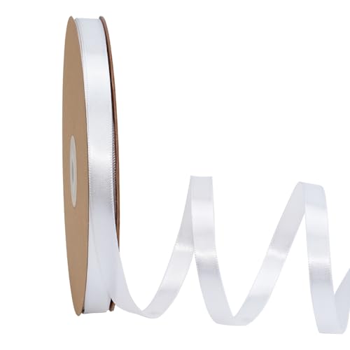 LaRibbons Weißes Satinband, 0,9 cm, 45,7 m, dünnes, luxuriöses doppelseitiges Seidenband für Blumenstrauß, Basteln, Geschenkverpackung, Hochzeit, Weihnachtsdekoration LaRibbons Weißes Satinband, 0,9 cm, 45,7 m, dünnes, luxuriöses doppelseitiges Seidenband für Blumenstrauß, Basteln, Geschenkverpackung, Hochzeit, Weihnachtsdekoration von LaRibbons