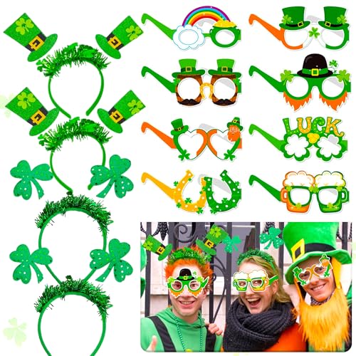 LaVenty 12pcs St. Patrick's Day Photo Booth Requisiten Stirnband Brille (Green) von LaVenty