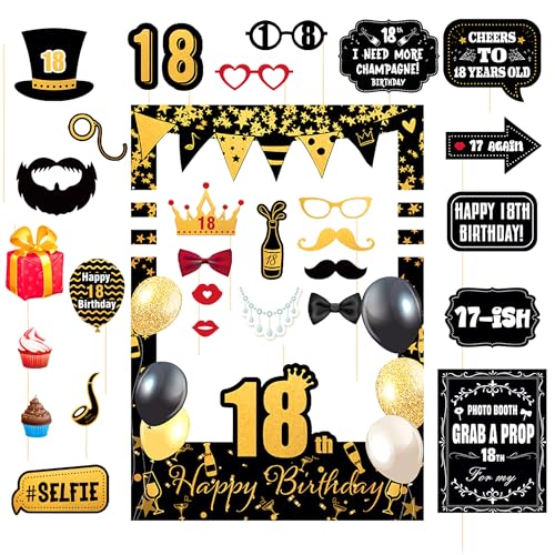 LaVenty 18 Geburtstag Fotorahmen 18 Party Photo Booth Requisiten 18 Geburtstagsgeschenke für Frauen oder Männer 18 Geburtstag Party Dekorationen LaVenty 18 Geburtstag Fotorahmen 18 Party Photo Booth Requisiten 18 Geburtstagsgeschenke für Frauen oder Männer 18 Geburtstag Party Dekorationen von LaVenty