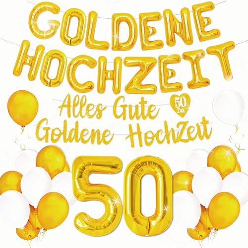 LaVenty 50 Goldene Hochzeitstags Dekoration 50 Hochzeitstag Dekorationen 50 Goldene Hochzeitsbanner Happy 50th Anniversary Luftballons Goldweiße Luftballons Herzballons 50 Golden Wedding LaVenty 50 Goldene Hochzeitstags Dekoration 50 Hochzeitstag Dekorationen 50 Goldene Hochzeitsbanner Happy 50th Anniversary Luftballons Goldweiße Luftballons Herzballons 50 Golden Wedding von LaVenty