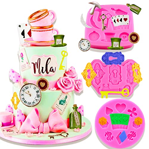 LaVenty Alice im Wunderland Kuchendekoration Teeparty Kuchenform Teeparty Cupcake Dekoration Fondant Form Teetasse Form Rose Form Tee Party Gastgeschenke Tee Party Supplies von LaVenty