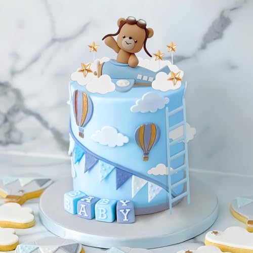 LaVenty Blauer Flugzeug-Kuchenaufsatz, Flugzeug-Kuchendekoration, Flugzeug-Kuchenaufsatz für Zeitfliegen, 1. Geburtstag, Dekoration, Flugzeug, Geburtstag, Babyparty, Dekorationen von LaVenty