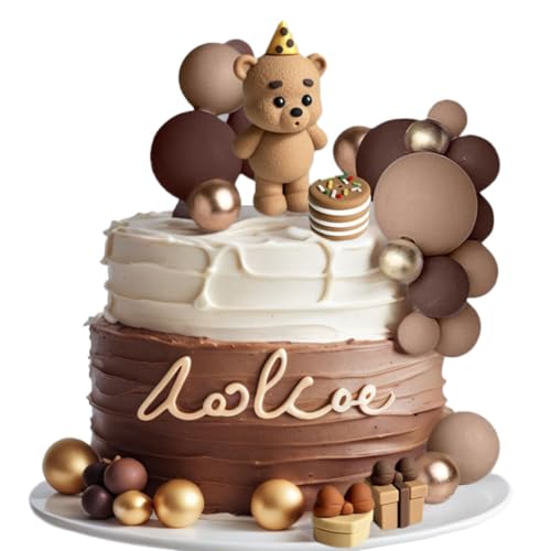 LaVenty Braun Teddybär Tortendeko Teddybär Kuchen Dekoration für Junge Mädchen 1 Jahr Geburtstag von LaVenty