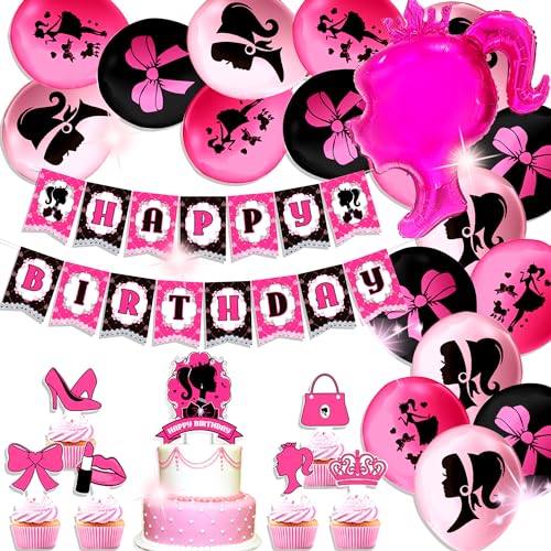 LaVenty Come On Lets Go Party Geburtstag Dekoration Mädchen Rosa Geburtstag Party Dekorationen Hot Pink Mädchen Geburtstag Banner Cupcake Kuchen Dekoration (Rosa 1) von LaVenty