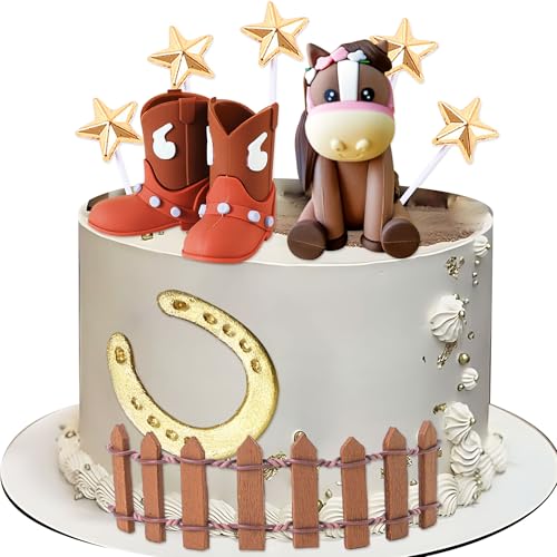 LaVenty Cowboy Pferd Kuchendekoration Cowgirl Kuchen Topper Mädchen Pferd Party Dekorationen Pferderennen für Western Cowgirl Geburtstag Babyparty von LaVenty