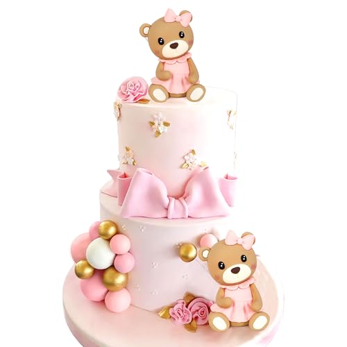 LaVenty Cute Rosa Teddybär Tortendeko für Taufe, Mädchen 1 Jahr, Hochzeit, Babyshower, Geburtstag Party - Kuchen Dekoration LaVenty Cute Rosa Teddybär Tortendeko für Taufe, Mädchen 1 Jahr, Hochzeit, Babyshower, Geburtstag Party - Kuchen Dekoration von LaVenty
