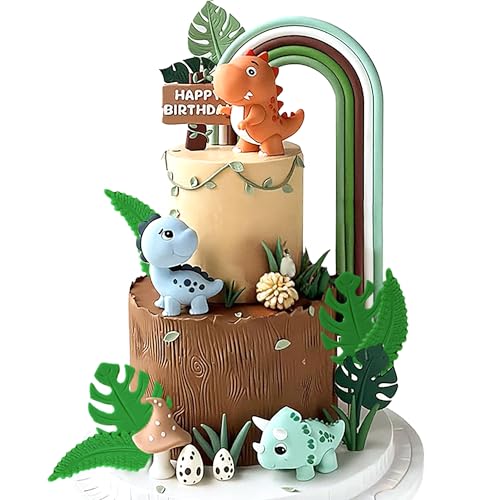 LaVenty Dinosaurier-Kuchendekorationen, Dinosaurier-Cupcake-Topper, Grün, Orange, Gelb, Kuchendekoration für Geburtstag, Babyparty, Partyzubehör LaVenty Dinosaurier-Kuchendekorationen, Dinosaurier-Cupcake-Topper, Grün, Orange, Gelb, Kuchendekoration für Geburtstag, Babyparty, Partyzubehör von LaVenty