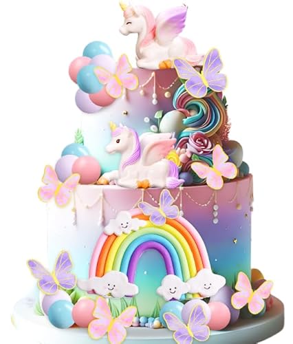 LaVenty Einhorn Kuchendekoration Regenbogen Kuchendekoration Pony Geburtstag Dekoration Einhorn Party Zubehör Regenbogen Geburtstag Dekoration Geburtstagskuchen Dekoration für Mädchen LaVenty Einhorn Kuchendekoration Regenbogen Kuchendekoration Pony Geburtstag Dekoration Einhorn Party Zubehör Regenbogen Geburtstag Dekoration Geburtstagskuchen Dekoration für Mädchen von LaVenty