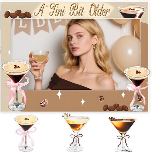 LaVenty Espresso Martini Decor A Tini Bit Older Birthday Tiny Bit Older Party Supplies Espresso Martini Geburtstag Dekorationen Espresso Party Photo Booth Requisiten Rahmen von LaVenty