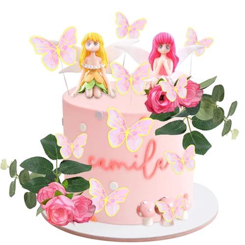 LaVenty Feen Tortendeko Pilz Haus Kuchendeko Pilz Torten Deko Fee Schmetterling Kuchendeko Garten Feen Tortendeko Feen Partybedarf Feen Partygeschenke von LaVenty
