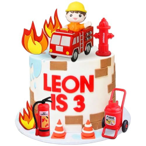LaVenty Feuerwehrmann Geburtstag Tortendeko Feuerwehrauto Geburtstag Kuchen Dekoration Feuerwehrmann Geburtstag Party Dekorationen Feuerwehr Party Dekorationen von LaVenty