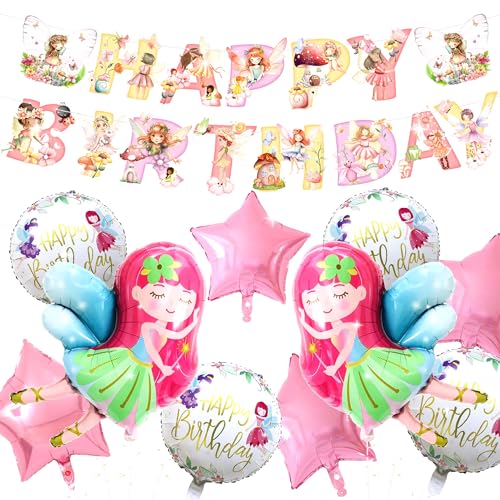 LaVenty Forest Fairy Banner Balloons Fairy Birthday Decoration von LaVenty