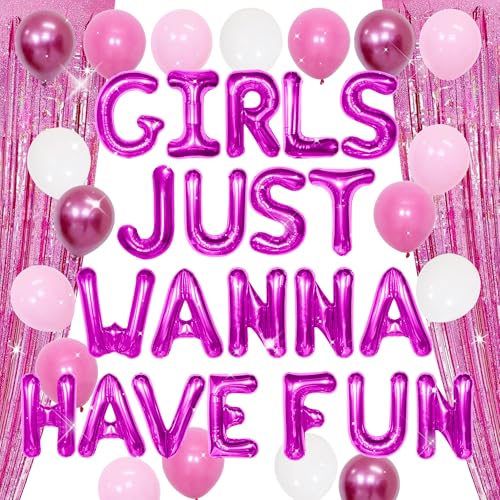 LaVenty Girls Just Wanna Have Fun Party-Luftballons Dekoration Mean Girl Party Banner Dekoration Pyjama Sleepover Mädchen Night Out Dekoration von LaVenty