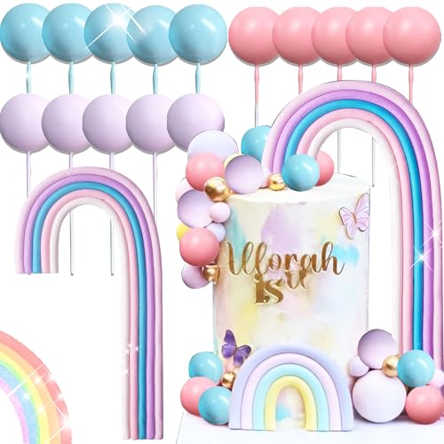 LaVenty Lila Regenbogen Ball Kuchen Topper Bunte Regenbogen Kuchen Topper Pastell Farbe Kugeln Cupcake Toppers für Geburtstag BabyDusche Hochzeit Party LaVenty Lila Regenbogen Ball Kuchen Topper Bunte Regenbogen Kuchen Topper Pastell Farbe Kugeln Cupcake Toppers für Geburtstag BabyDusche Hochzeit Party von LaVenty